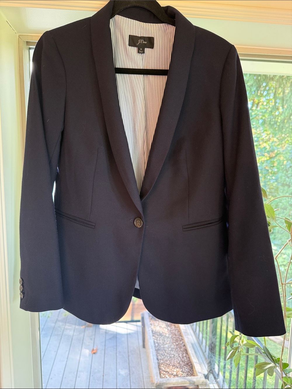 J. Crew Parke Wool Women's Navy Single-Button Shawl-Collar Blazer